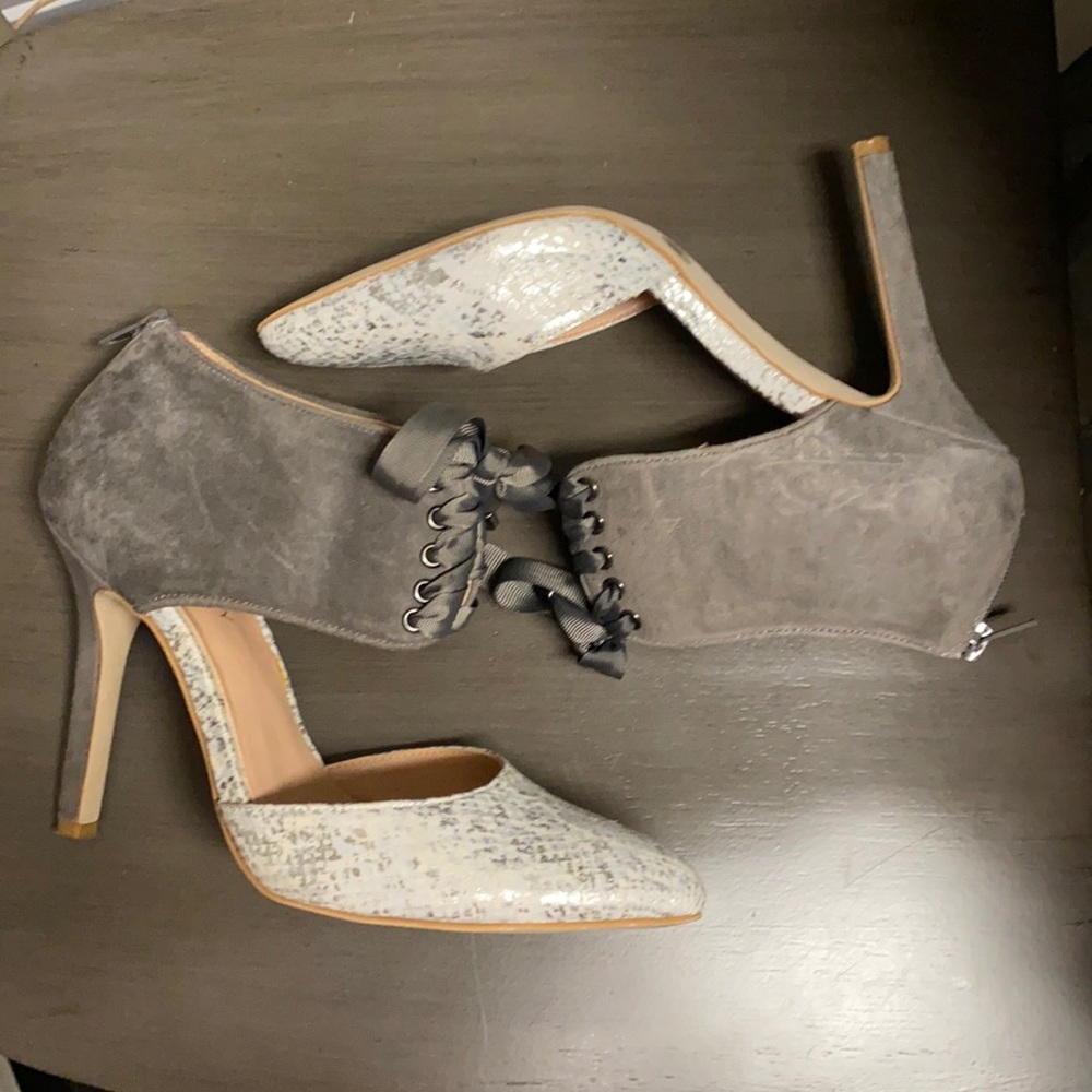 Sole Society Suede and Snakeskin Pumps